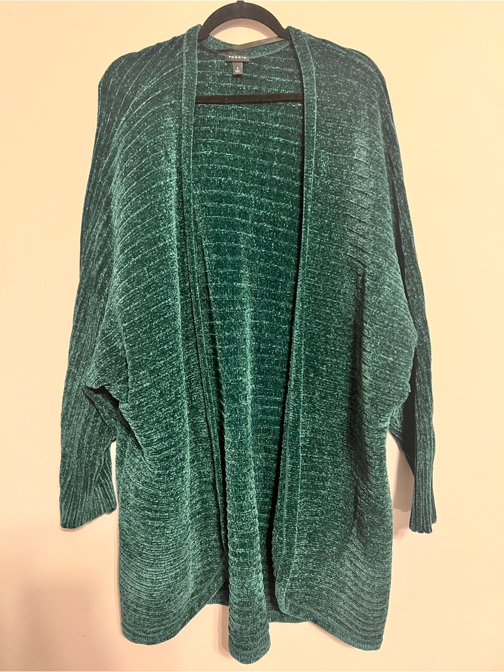 torrid Emerald Ribbed Chenille Cocoon Open-Front Cardigan |Women’s 4X